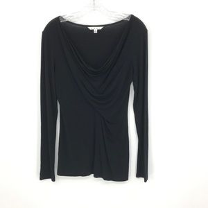 CAbi Twist Front Long Sleeve Black Top Shirt